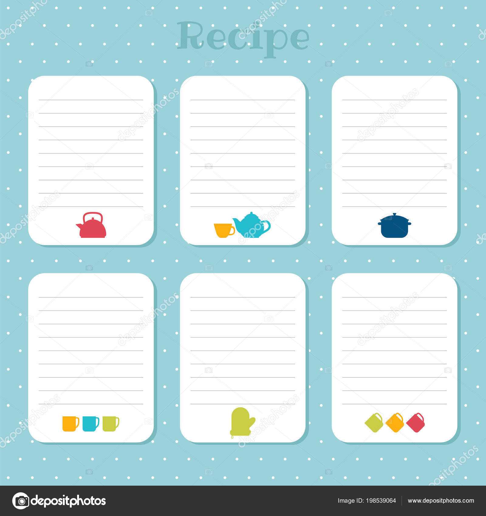 Recipe Card Templates | Recipe Cards Set Cooking Card In Restaurant Recipe Card Template
