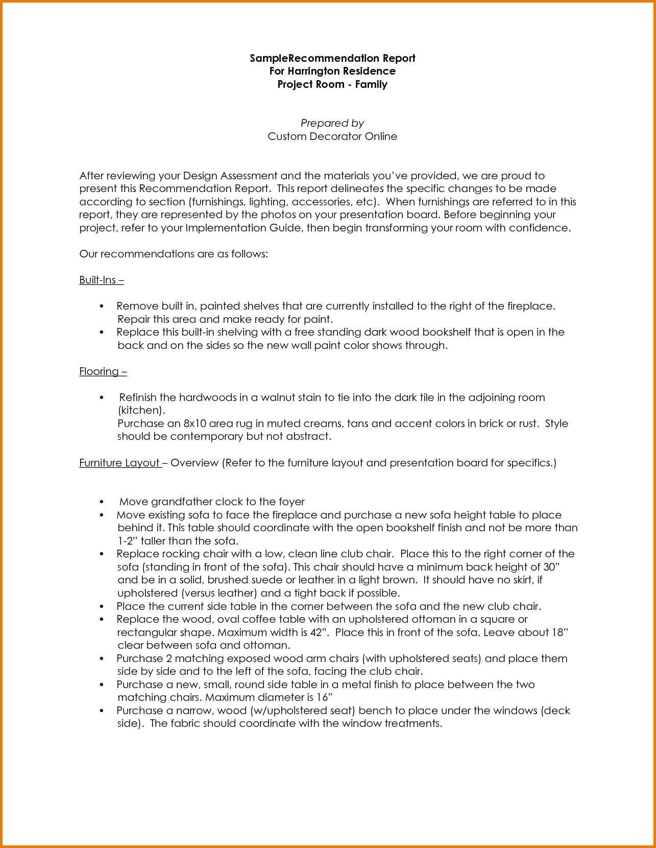 Recommendation Report Template | Glendale Community Intended For Recommendation Report Template