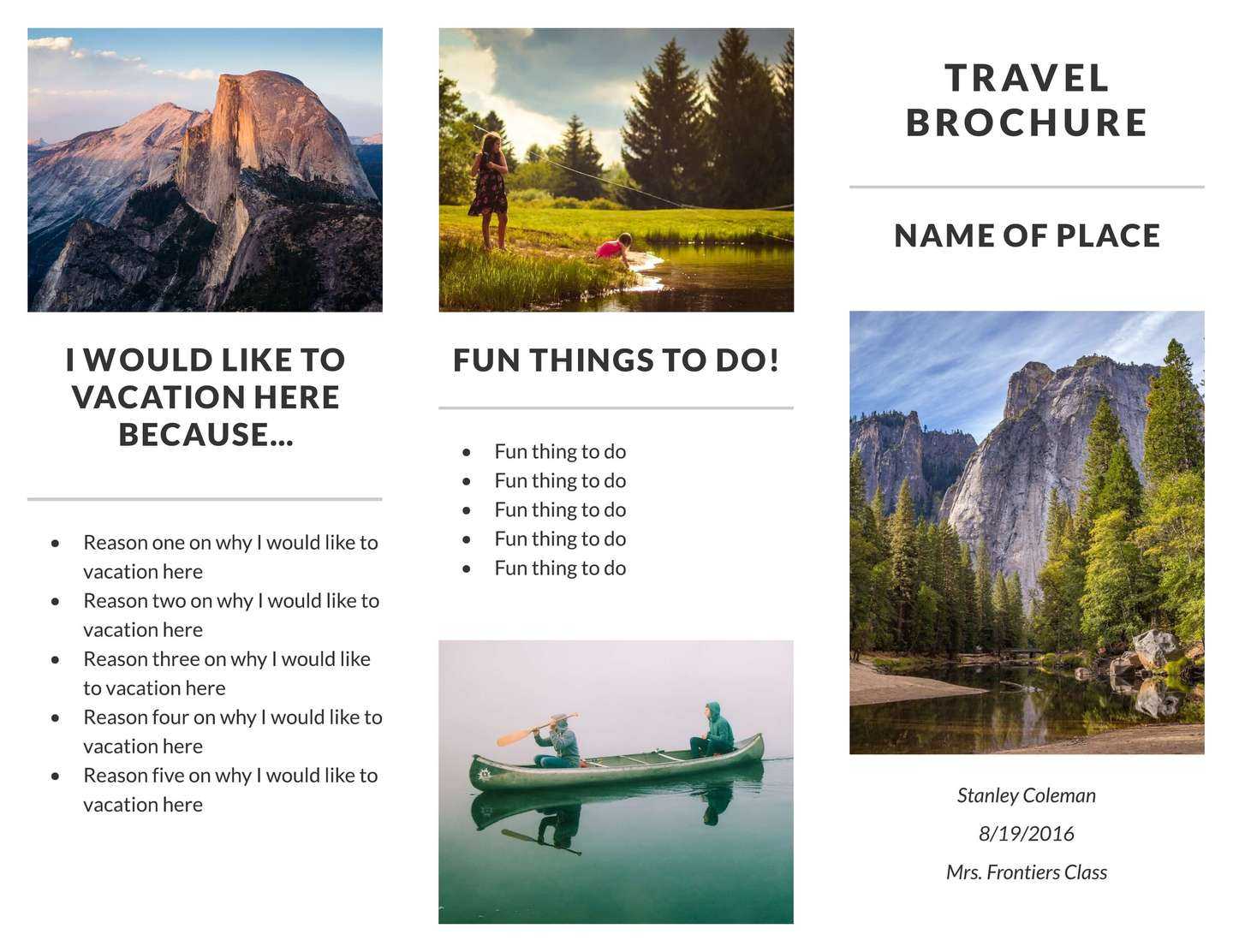 Recreation Travel Brochure Template | Lucidpress Within Travel Brochure Template For Students
