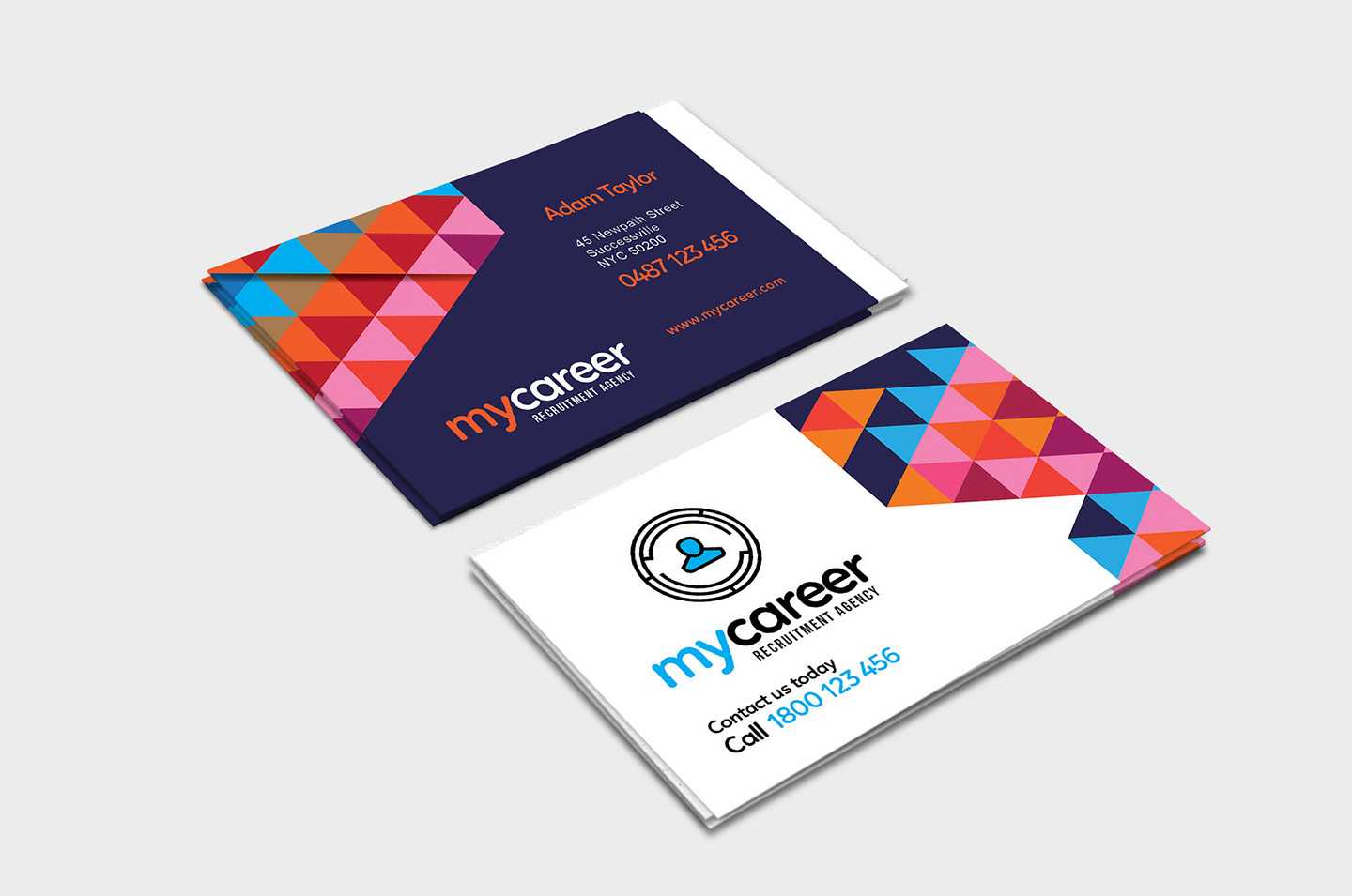 Recruitment Agency Business Card Template In Psd, Ai For Call Card Templates