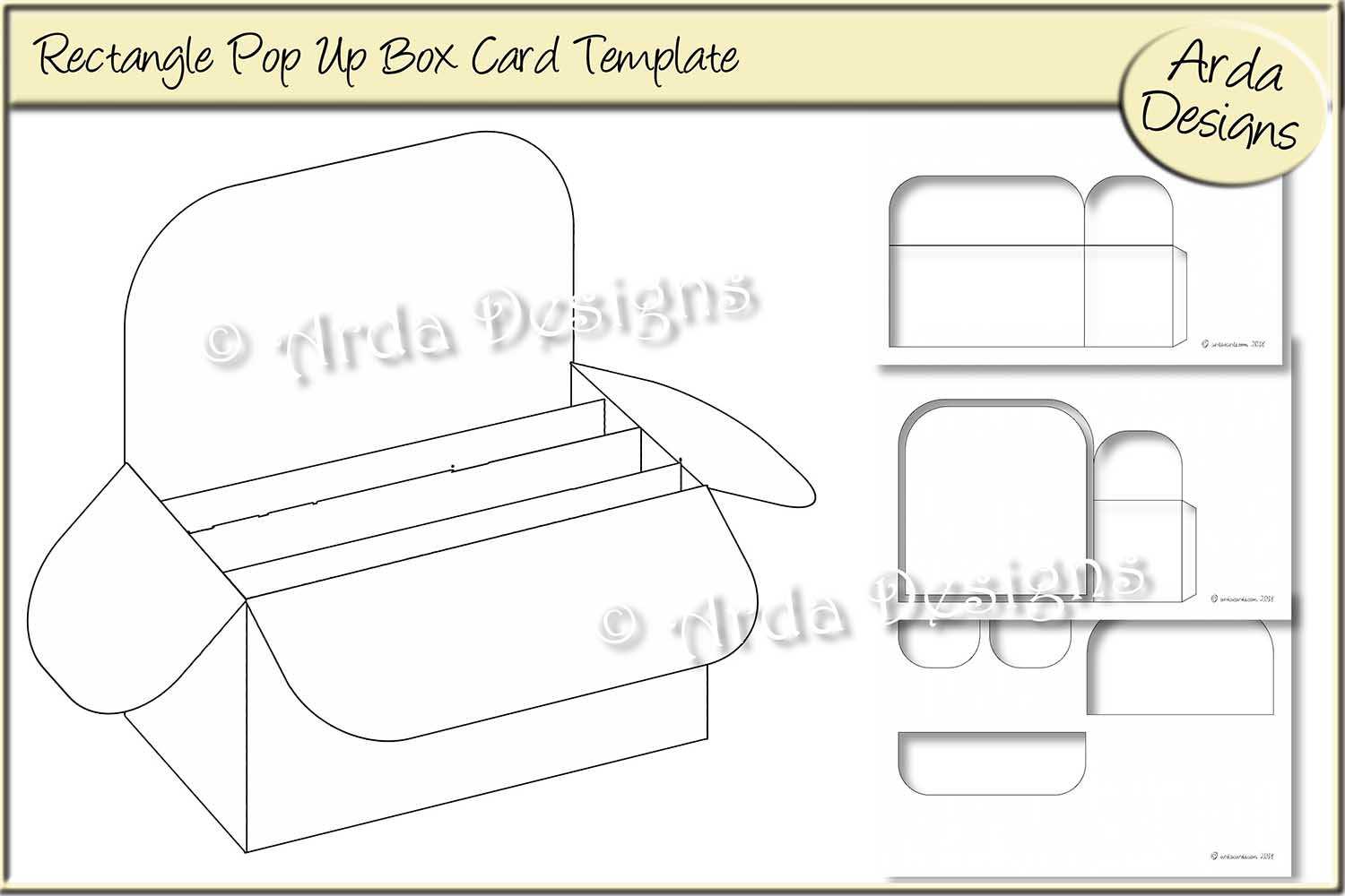 Rectangle Pop Up Box Card Cu Template In Pop Up Card Box Template