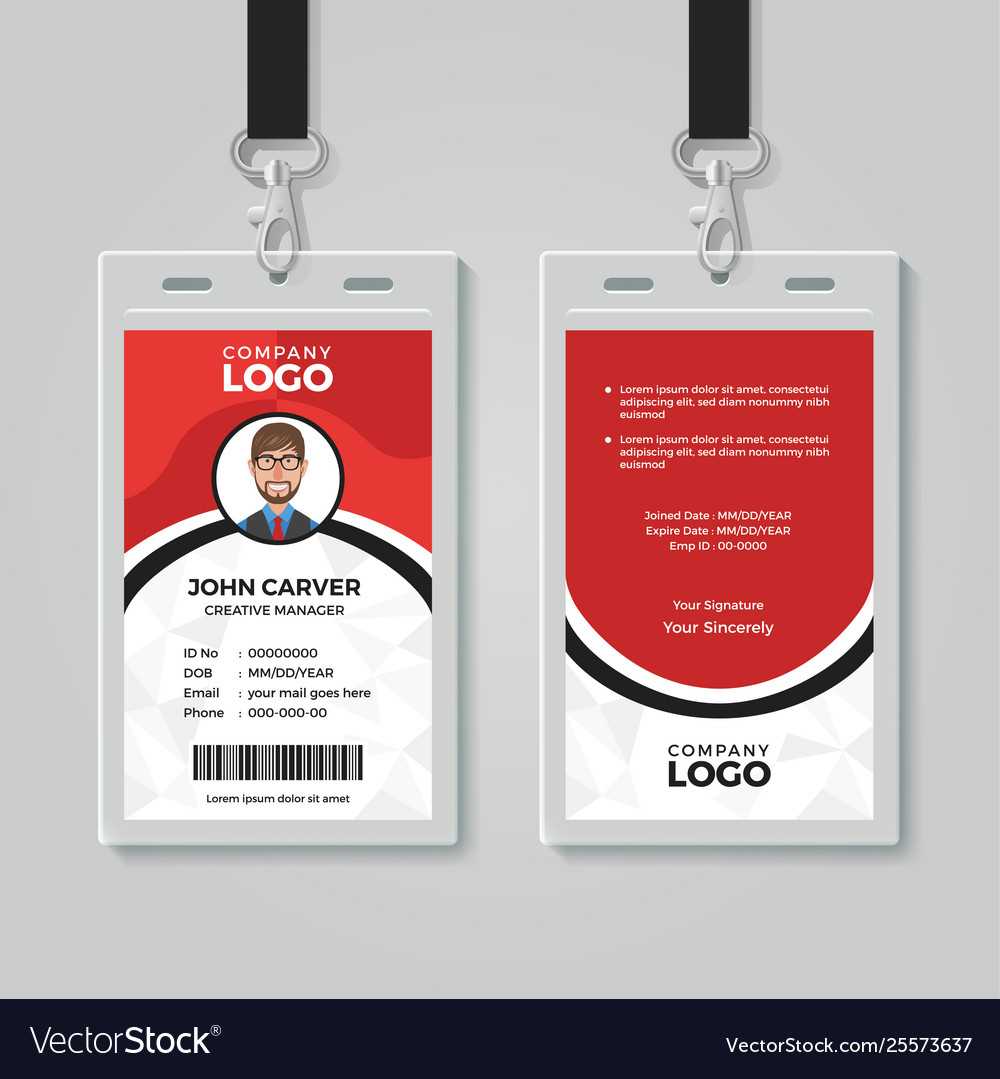 Red And White Office Id Card Template Pertaining To Template For Id Card Free Download