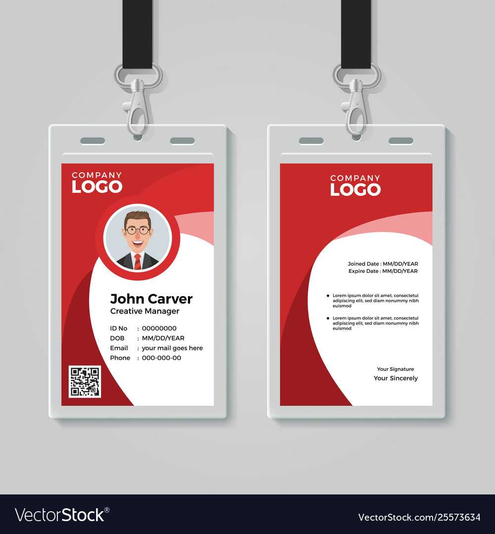 Red Corporate Id Card Template With Work Id Card Template