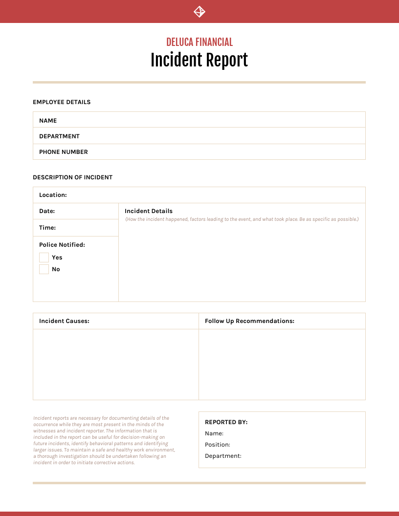 Red Incident Report Template With What Is A Report Template