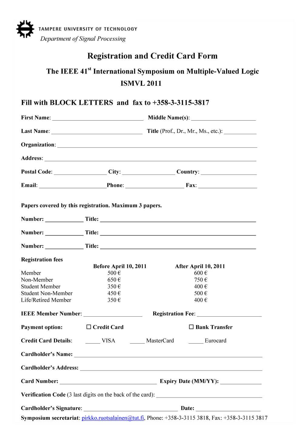 Registration And Credit Application Form Samples For Your Intended For Seminar Registration Form Template Word