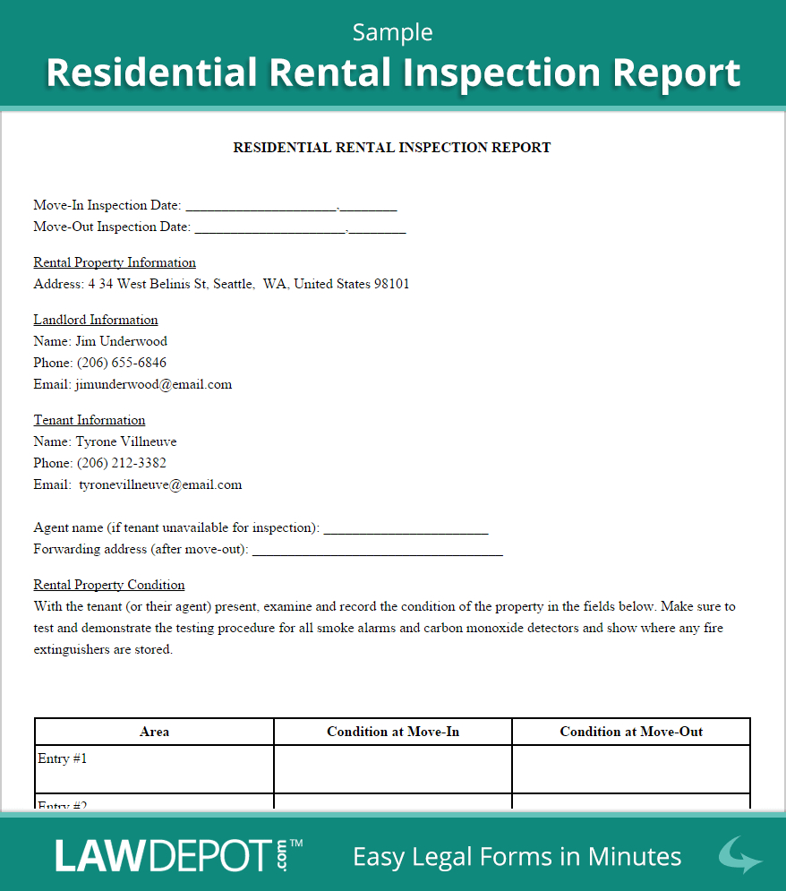 Rental Inspection Report | Property Inspection Checklist Throughout Pre Purchase Building Inspection Report Template