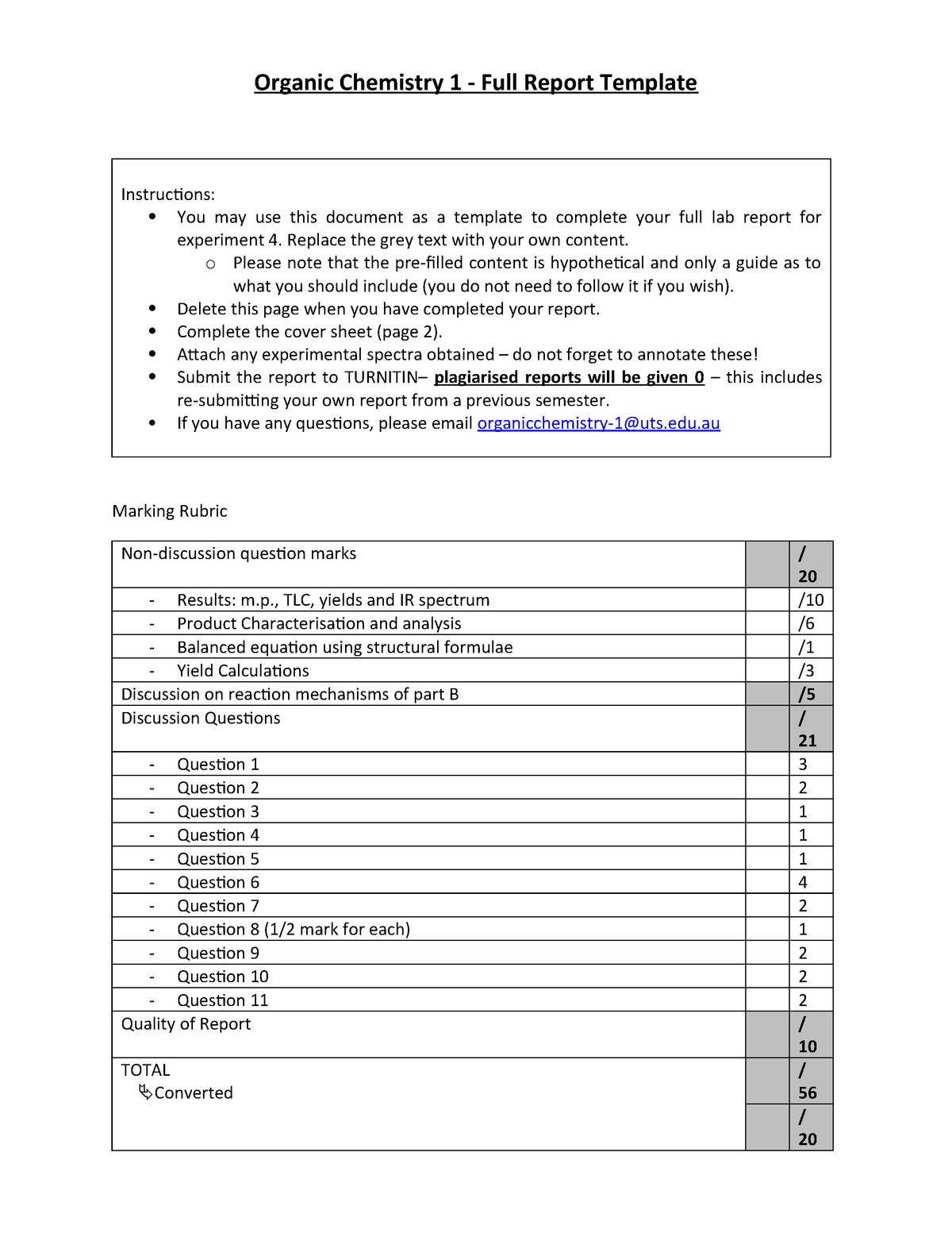 Report Template For Exp 4 Full Report – Curr 320 – Studocu For Ir Report Template