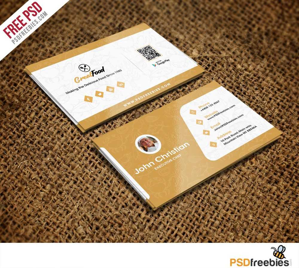 Restaurant Chef Business Card Template Free Psd | Psd Print Within Restaurant Business Cards Templates Free