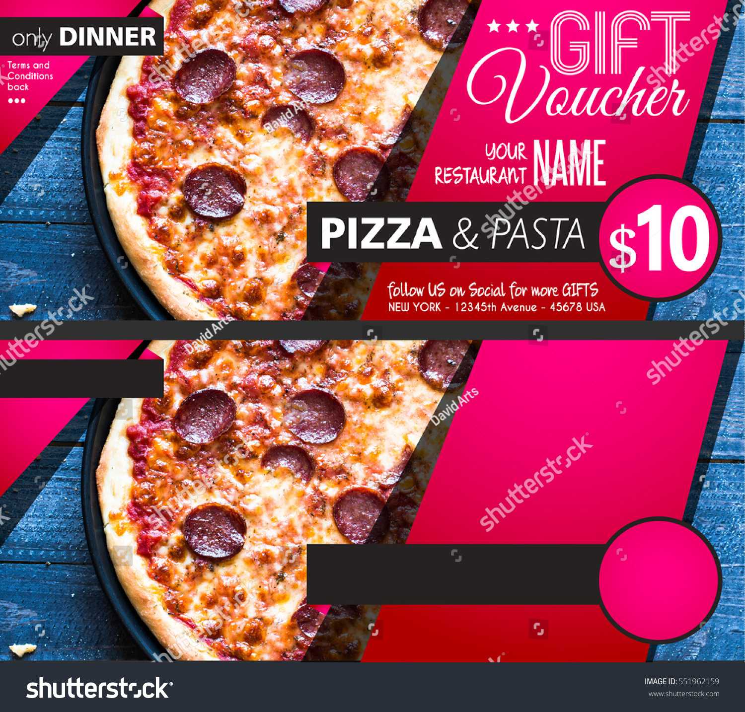 Restaurant Gift Voucher Flyer Template Delicious Stock Photo For Pizza Gift Certificate Template