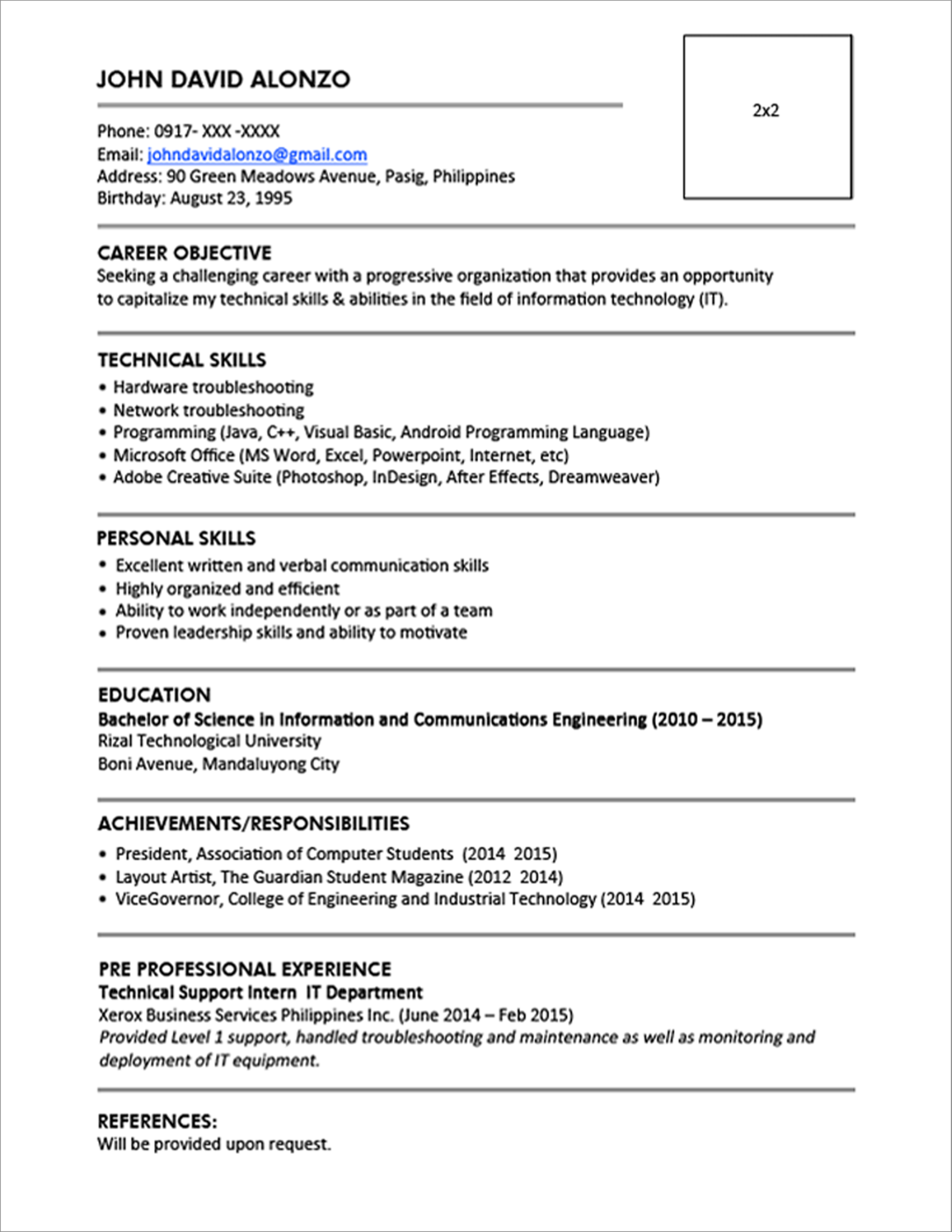 Resume Templates You Can Download | Jobstreet Philippines For College Student Resume Template Microsoft Word