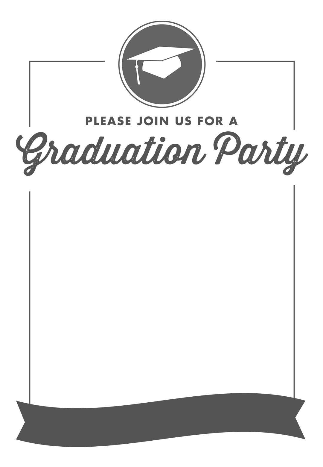 Ribbon Graduation – Graduation Party Invitation Template With Graduation Party Invitation Templates Free Word