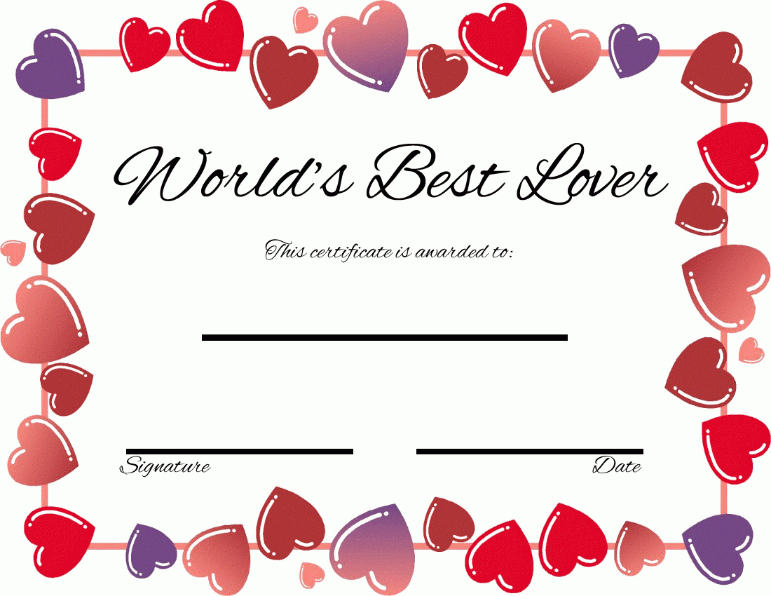 Romantic Printables | ? Romancefromtheheart With Regard To Love Certificate Templates