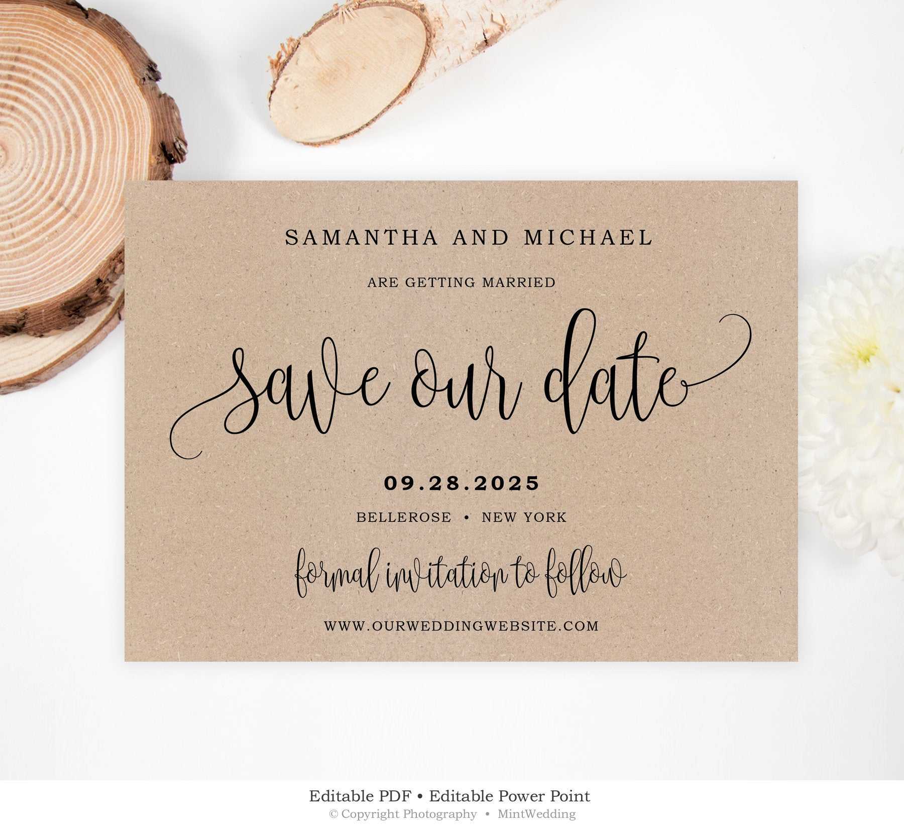 Rustic Save Our Date Card, Printable Wedding Save The Date, Kraft Save The  Date Template, Custom Save The Date Card, Instant Download Sd6 Intended For Save The Date Powerpoint Template