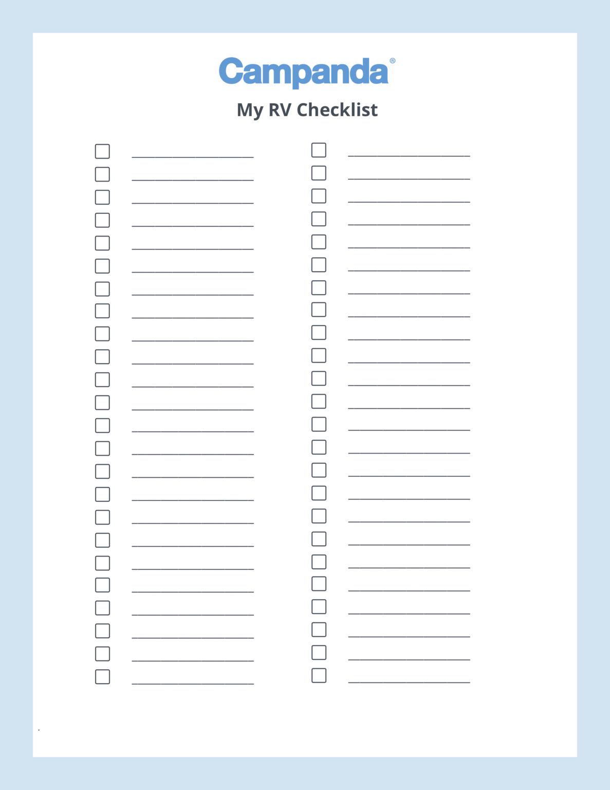 rv checklists 6 printable packing lists campanda within blank