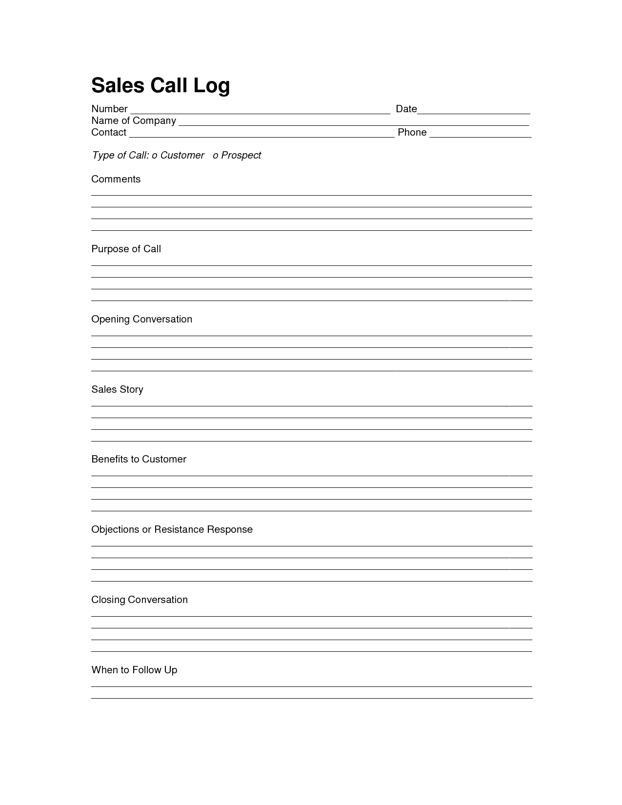 Sales Log Sheet Template | Sales Call Log Template | Sales In Customer Contact Report Template
