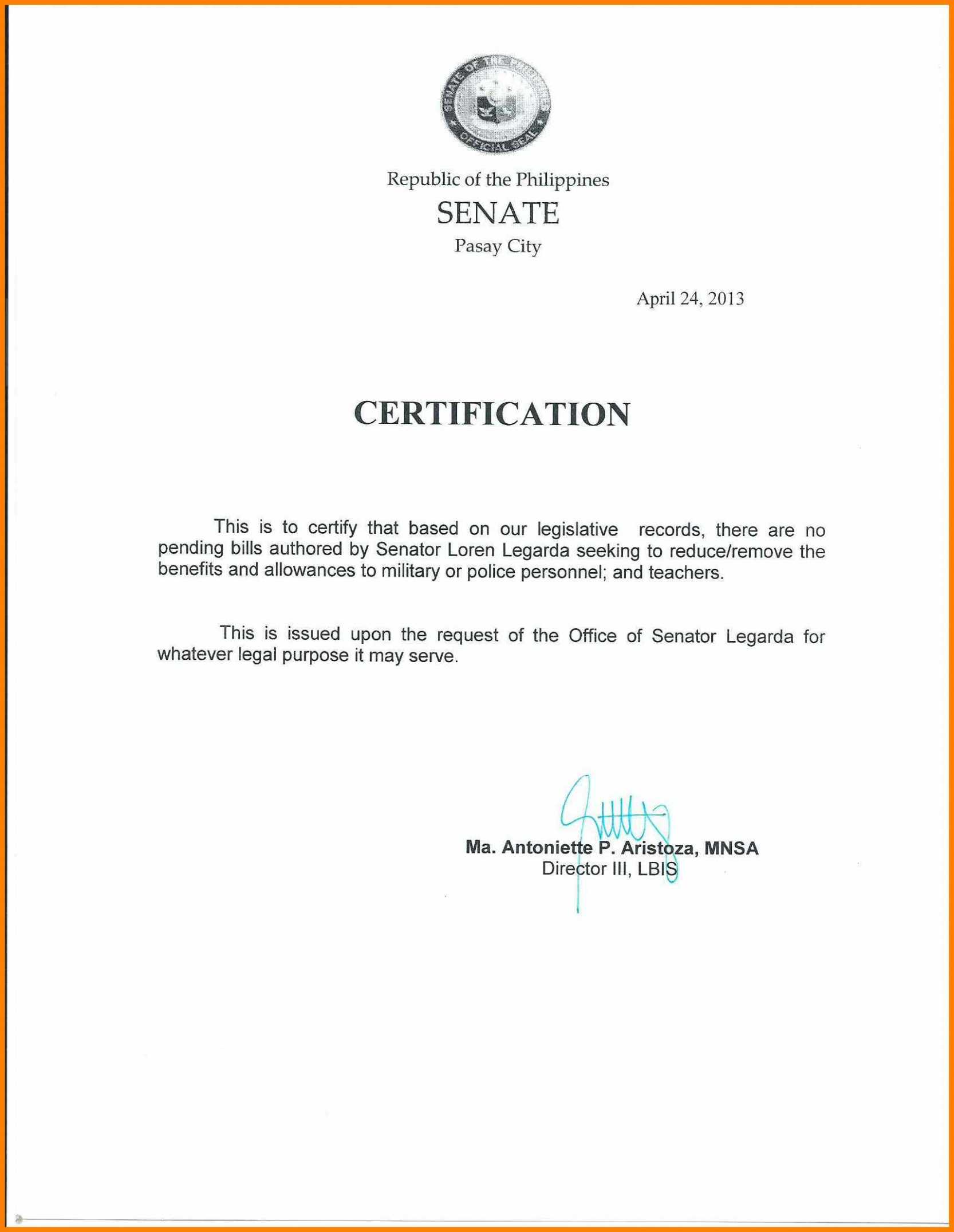Sample Certificate Of Employment Certification Tugon Med With Regard To Sample Certificate Employment Template