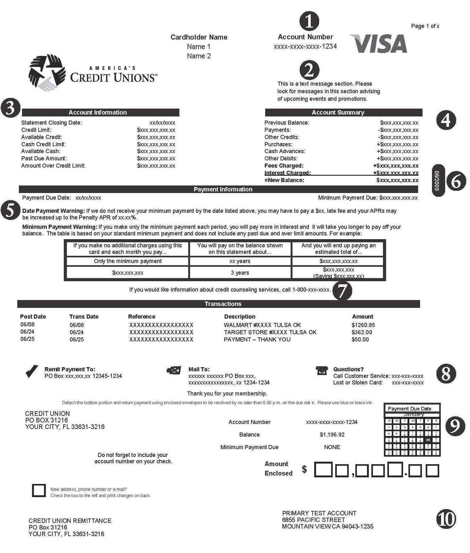 Sample Credit Card Statement Pdf And Credit Card Statement Regarding Credit Card Statement Template