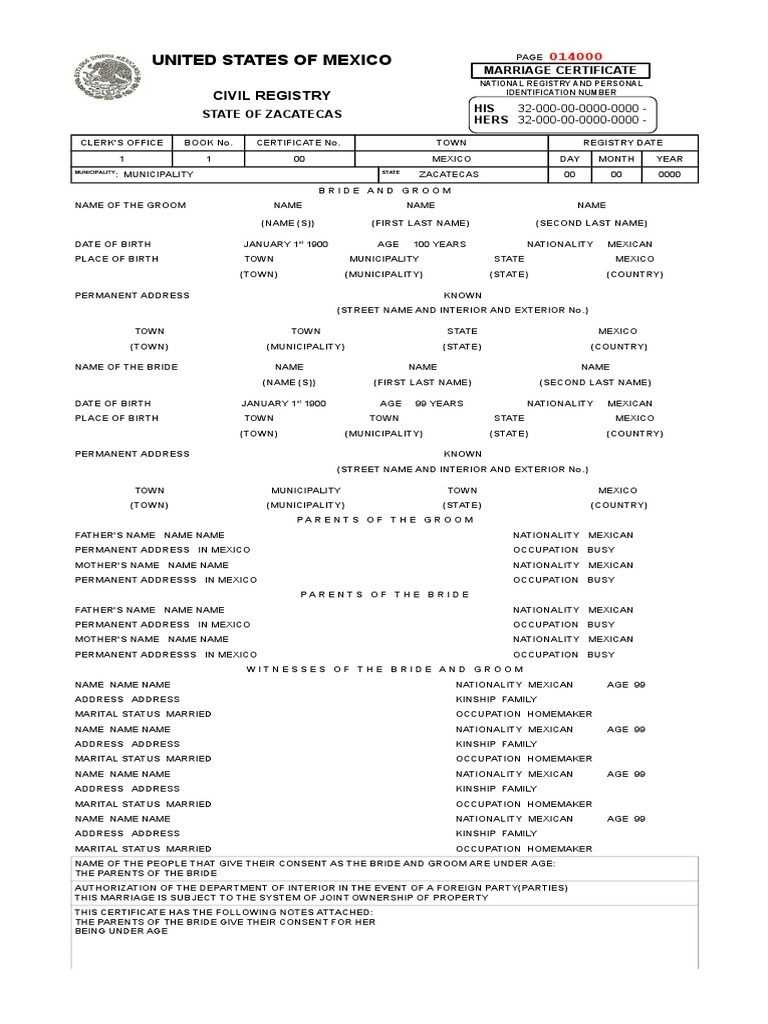Sample Of Birth Certificate Translation From Russian To Intended For Mexican Marriage Certificate Translation Template