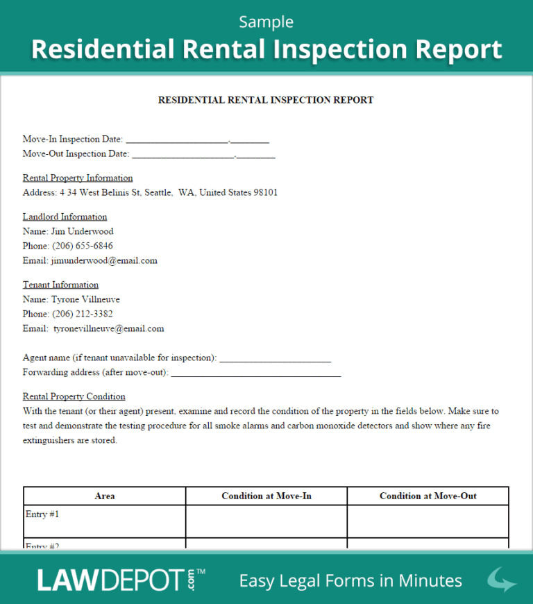 Sample Rental Inspection Report Being A Landlord Home Throughout