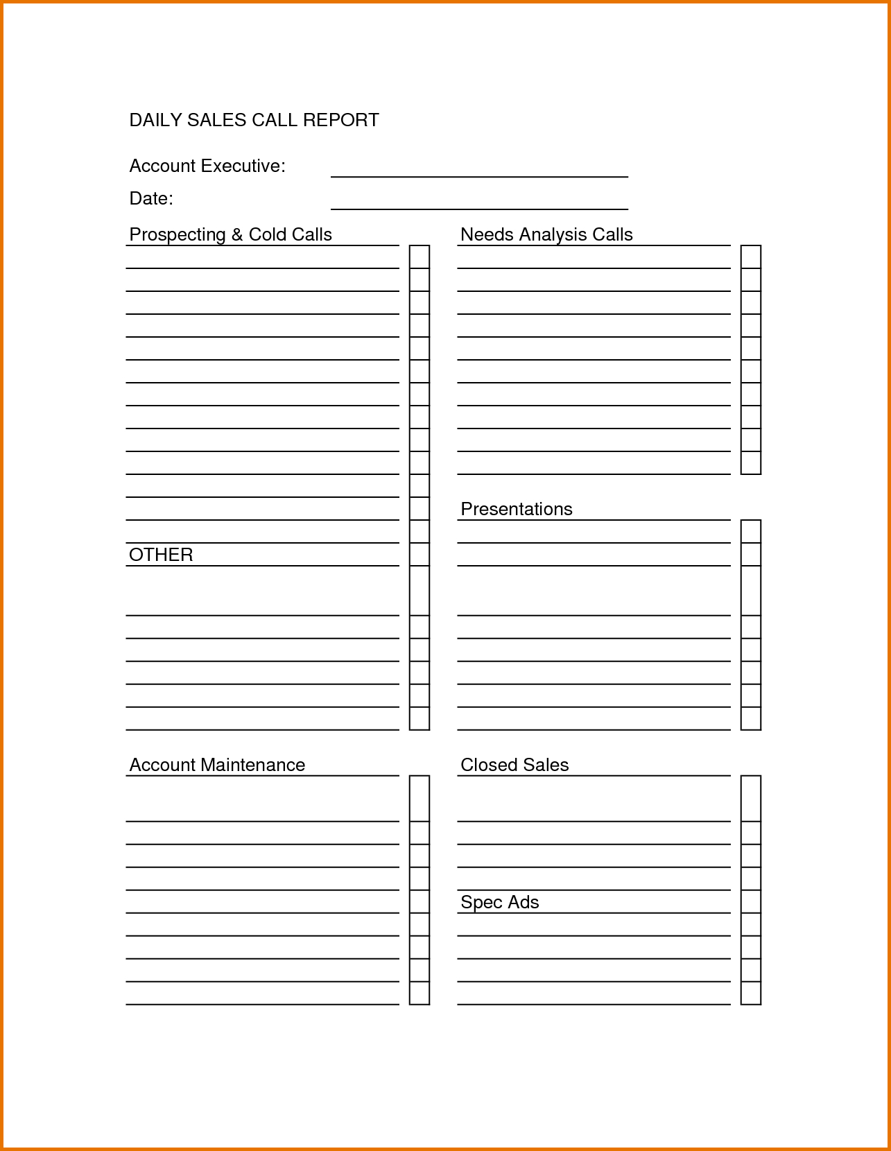 Sample Sales Call Sheet – Magdalene Project In Sales Representative Report Template