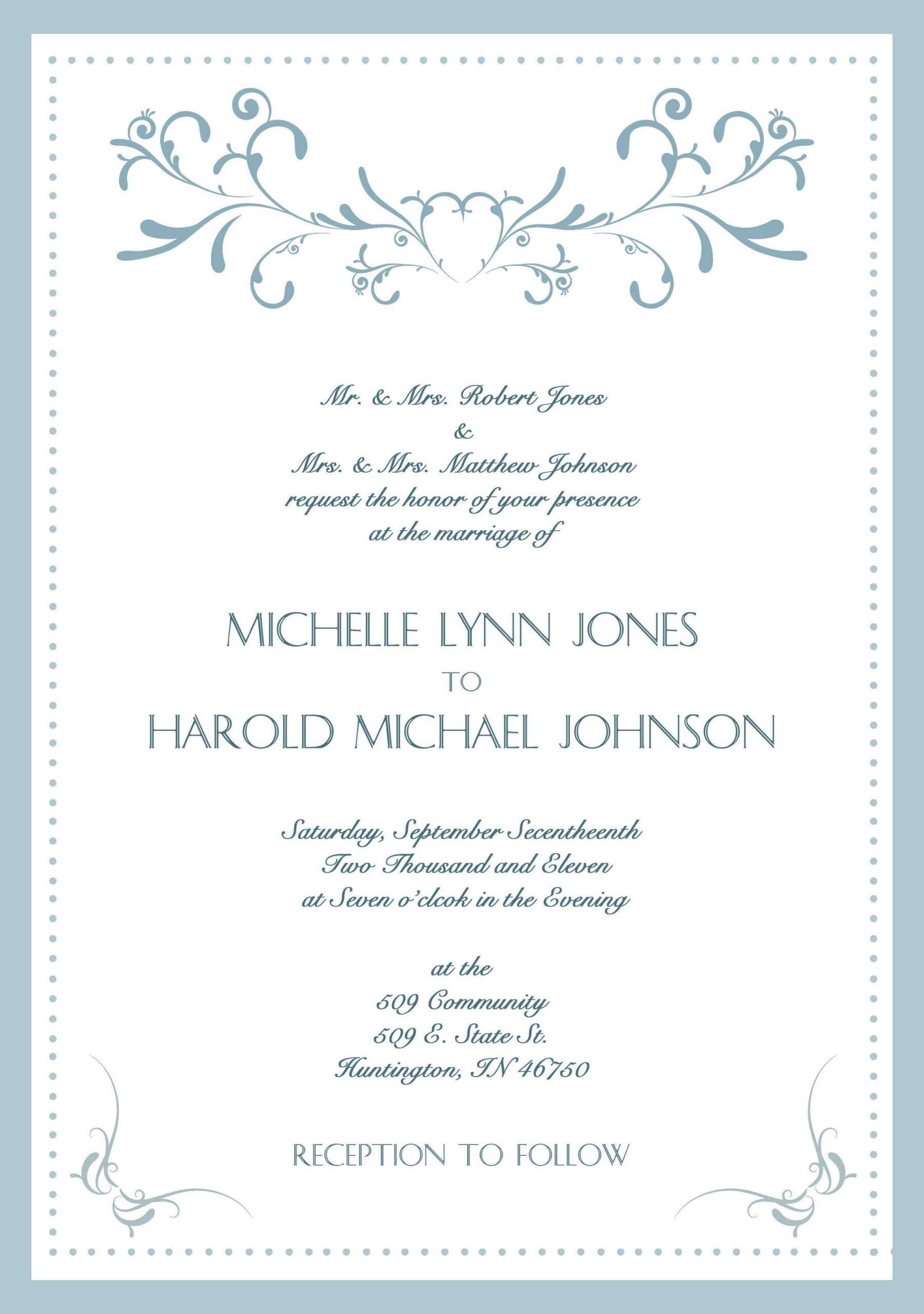 Sample Wedding Invitation Cards In English In 2019 | Wedding With Regard To Sample Wedding Invitation Cards Templates