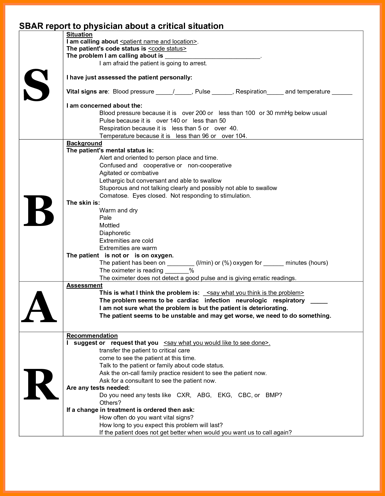 Sbar Format – Google Search | Sbar Nursing, Sbar, Nurse Pertaining To Sbar Template Word