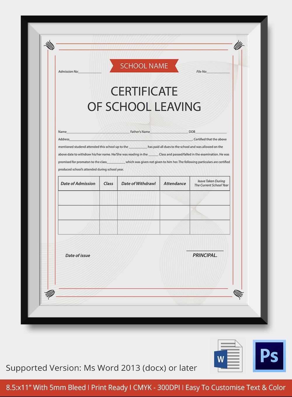 School Leaving Certificate Template | School Leaving With Regard To Leaving Certificate Template
