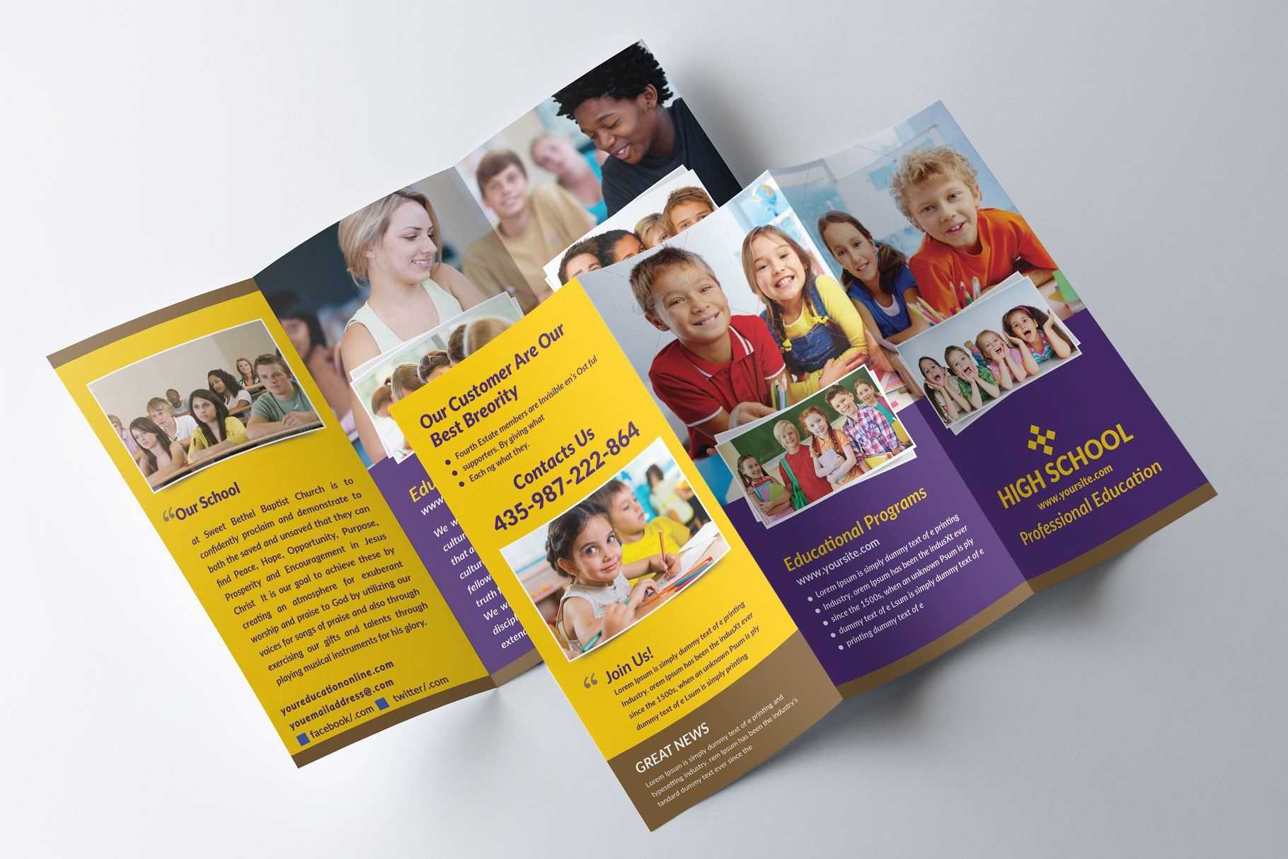 School Trifold Brochure #trifold#school#templates#brochure With Regard To Tri Fold School Brochure Template