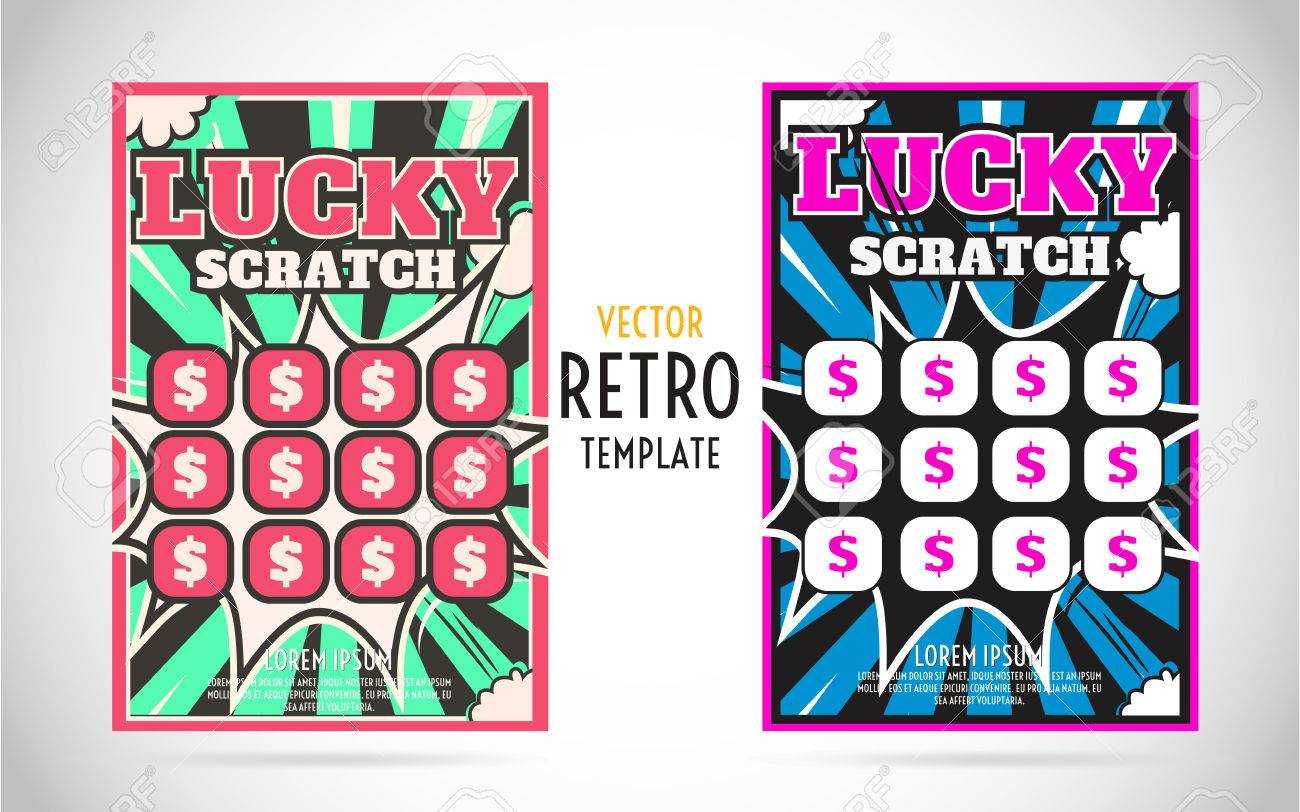 Scratch Off Lottery Card Or Ticket. Vector Color Design Template Pertaining To Scratch Off Card Templates