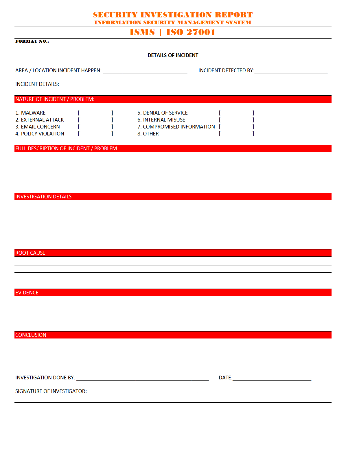 Security Investigation Report – Pertaining To Investigation Report Template Doc