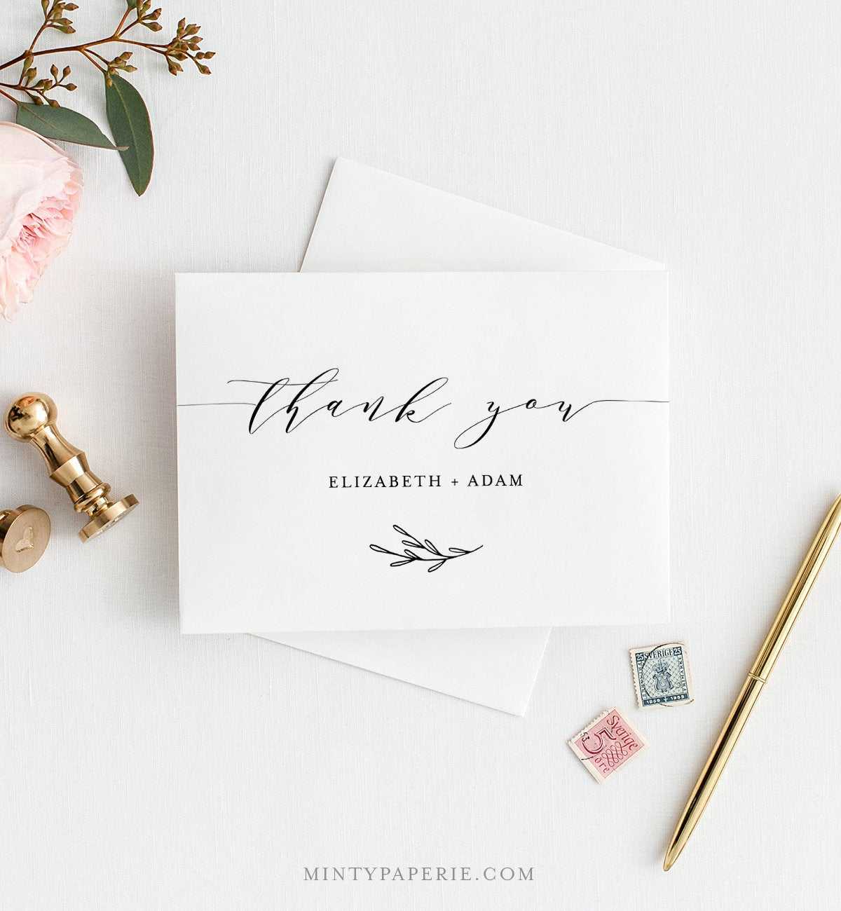 Self Editing Thank You Template, Folded Thank You Note With Regard To Thank You Note Cards Template