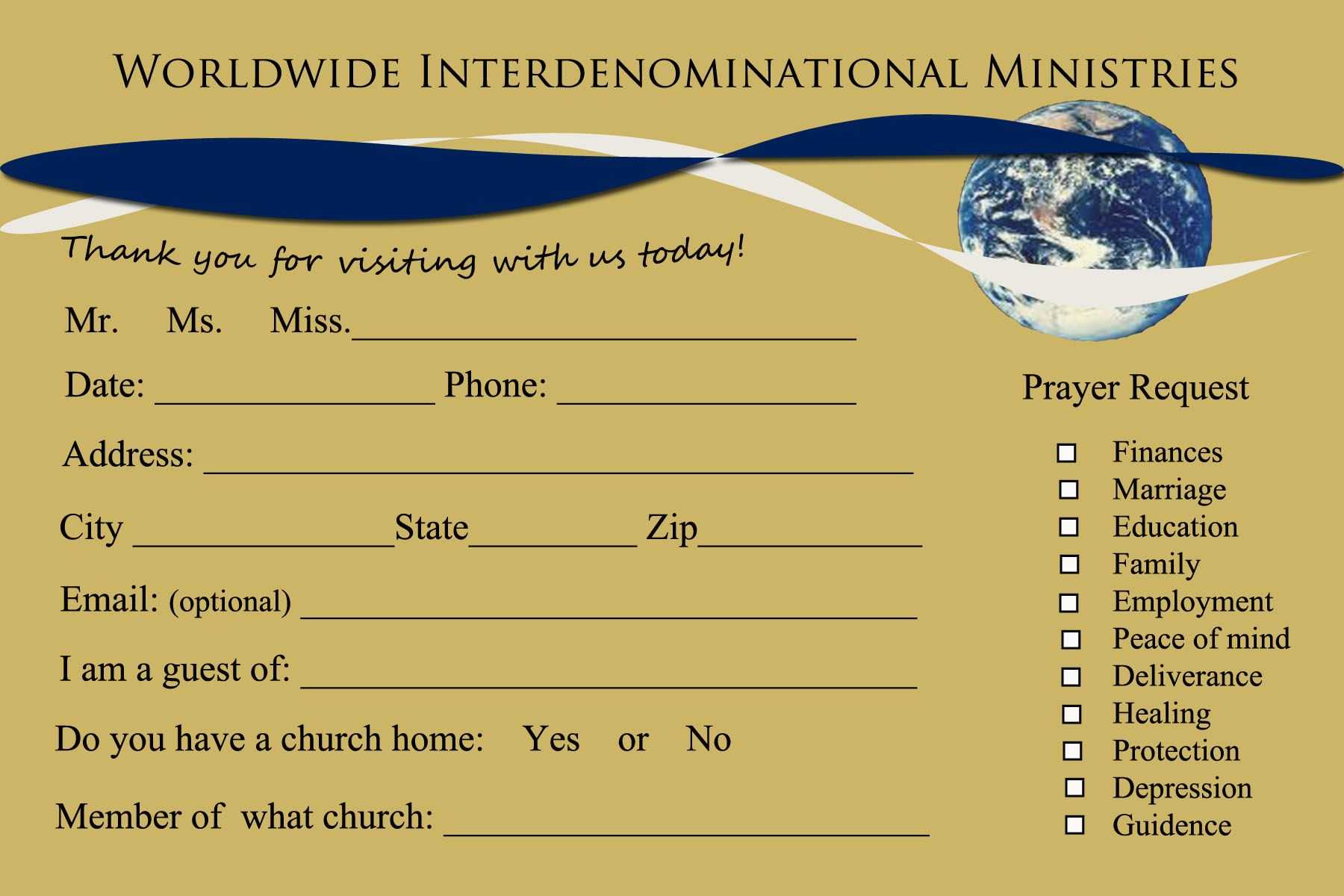 Send Your First Time Church Visitor A Followup Letter | Card Throughout Church Visitor Card Template