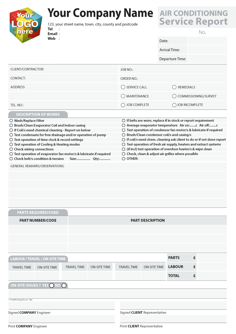 Service Report Template Artwork For Carbonless Ncr Printing With Check Out Report Template