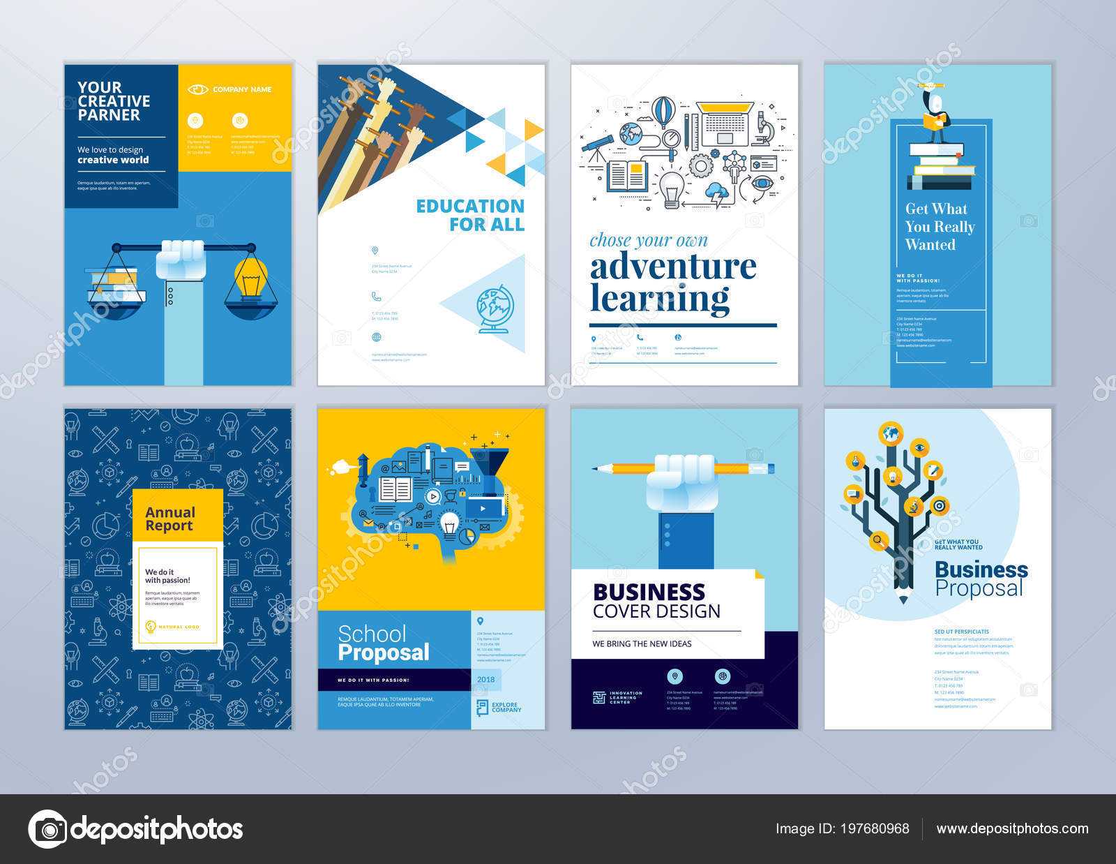 Set Brochure Design Templates Subject Education School Intended For Brochure Design Templates For Education