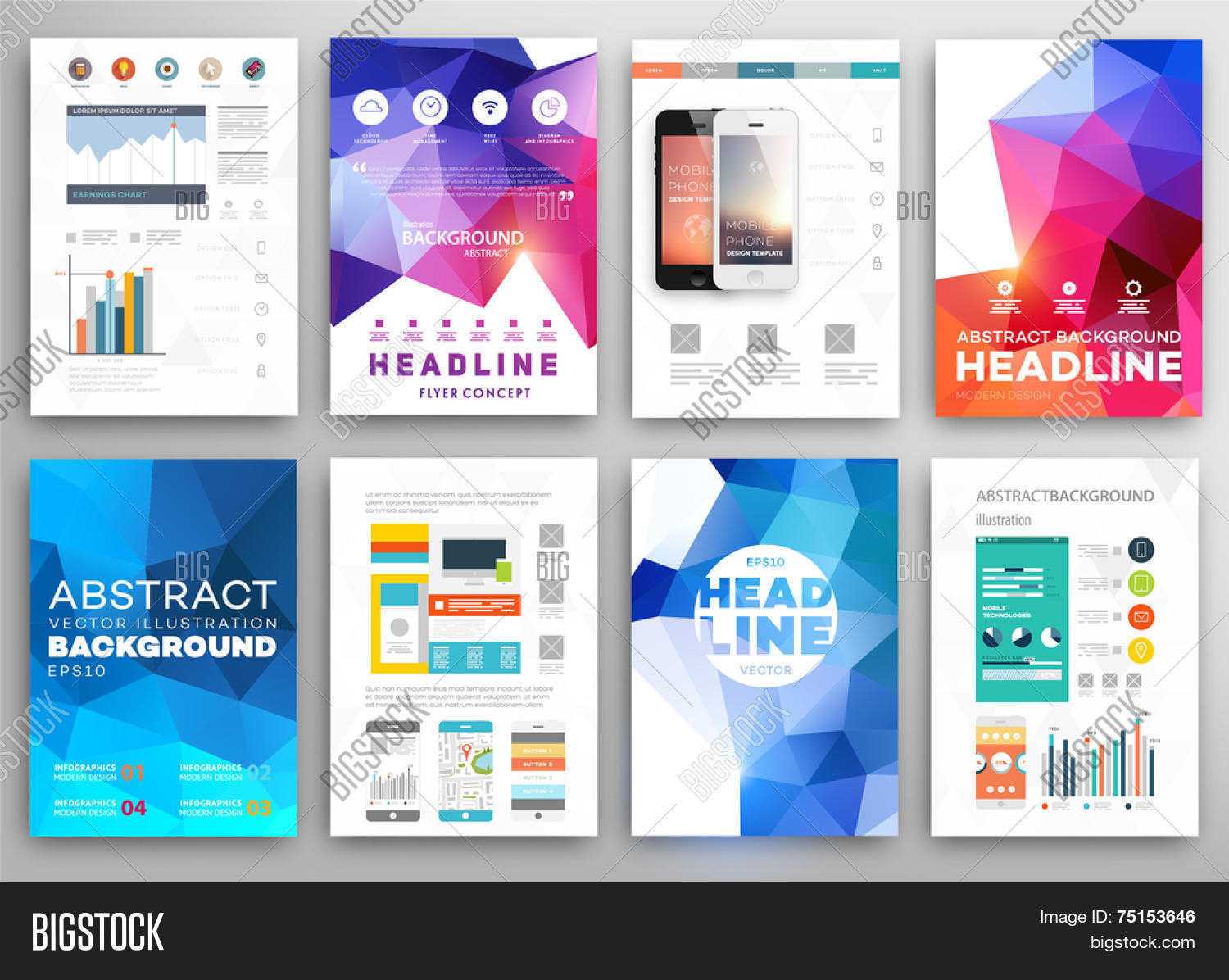 Set Flyer, Brochure Vector & Photo (Free Trial) | Bigstock For Online Free Brochure Design Templates