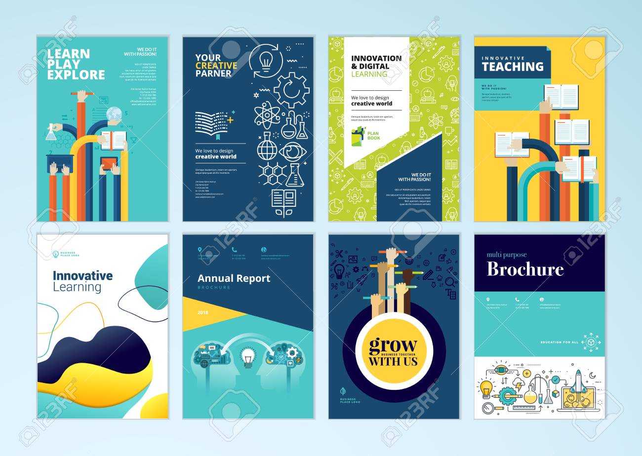Set Of Brochure Design Templates On The Subject Of Education,.. Intended For School Brochure Design Templates