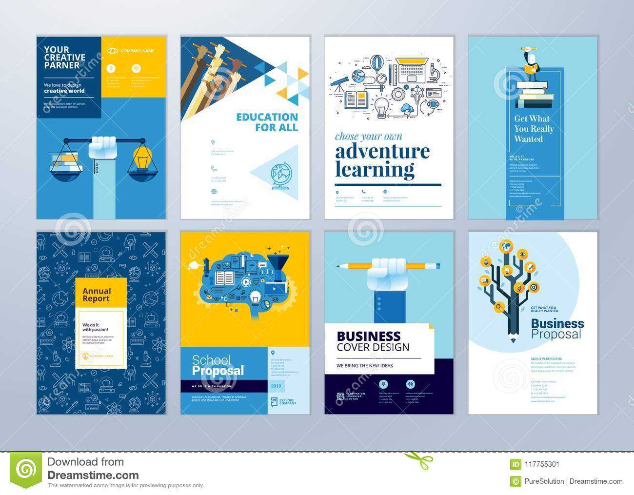 Set Of Brochure Design Templates On The Subject Of Education Pertaining To School Brochure Design Templates