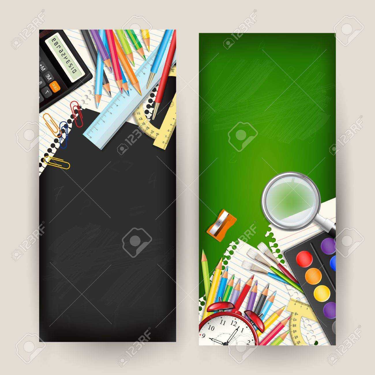 Set Of Two Back To School Vertical Banners. Templates With Inside Classroom Banner Template