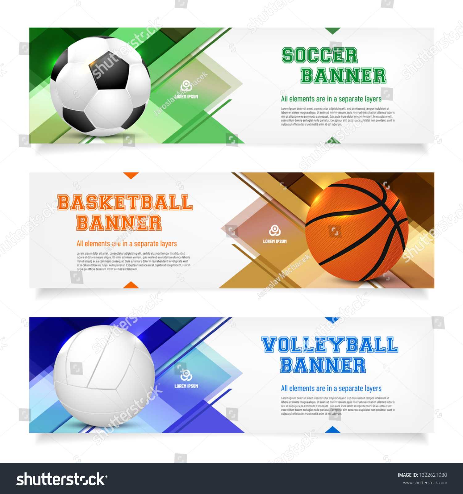 Set Sport Banner Templates Ball Sample Stock Vector (Royalty Within Sports Banner Templates