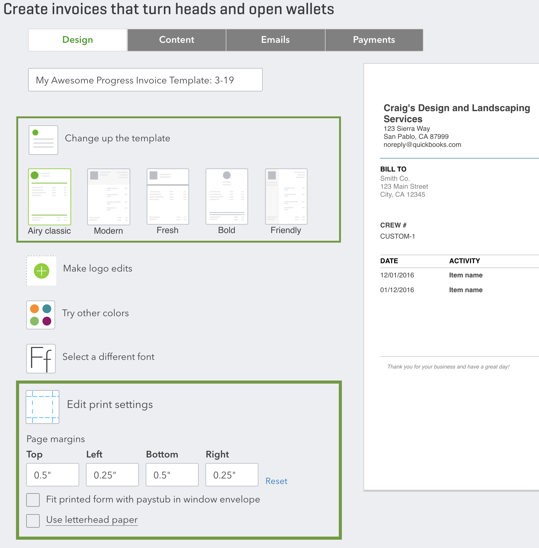 Set Up And Send Progress Invoices In Quickbooks On With Regard To Quick Book Reports Templates