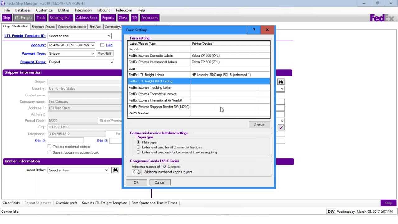 Set Up Your Printer With Fedex Ship Manager Software Pertaining To Fedex Label Template Word