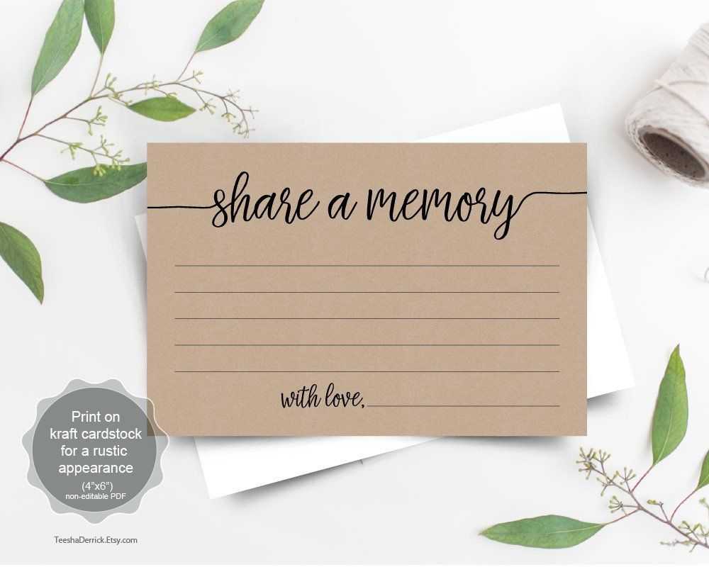 Share A Memory Card Template, Funeral Memory Card, Instant Throughout In Memory Cards Templates