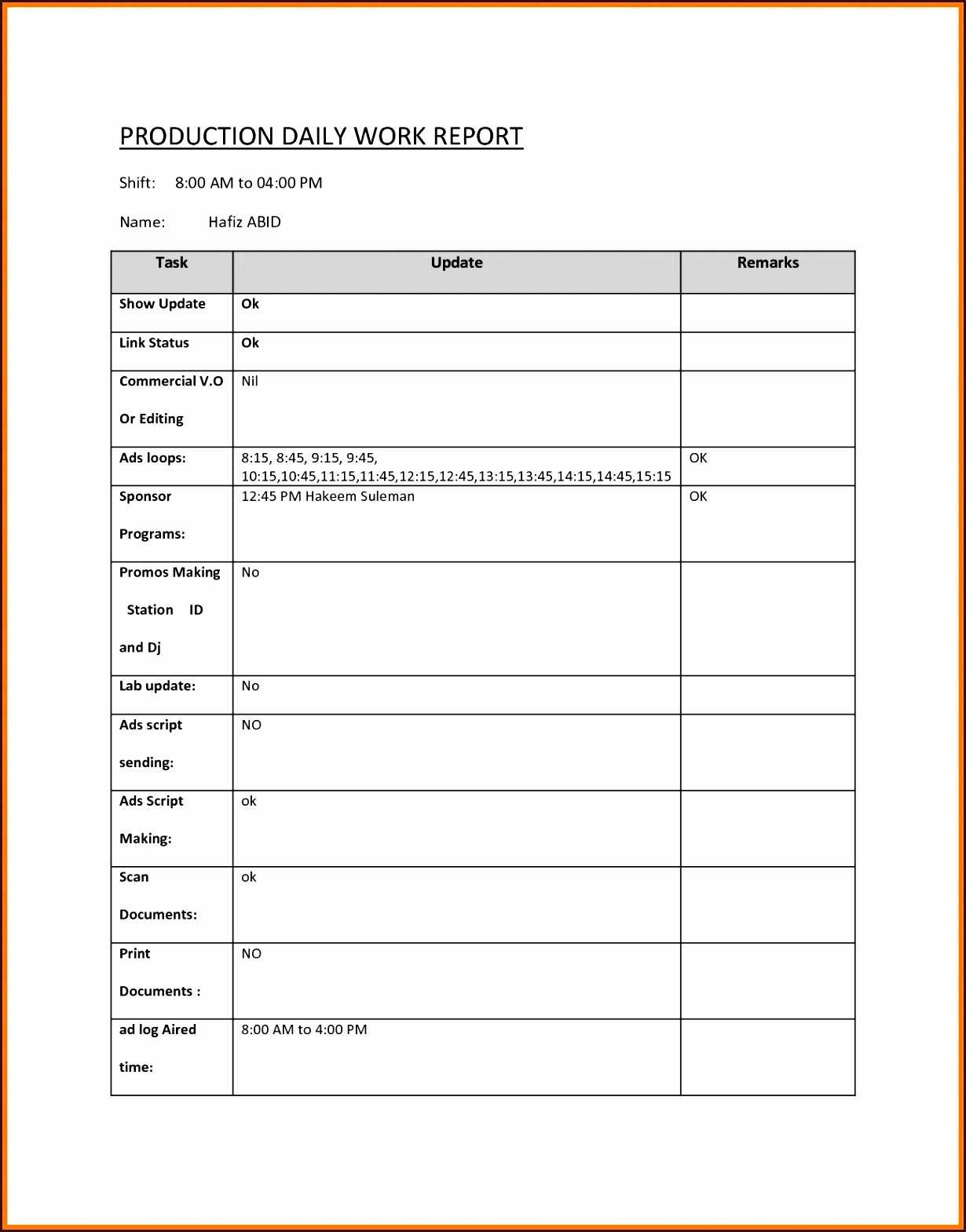 Shift Report Template Excel – Spreadsheet Collections Throughout Shift Report Template