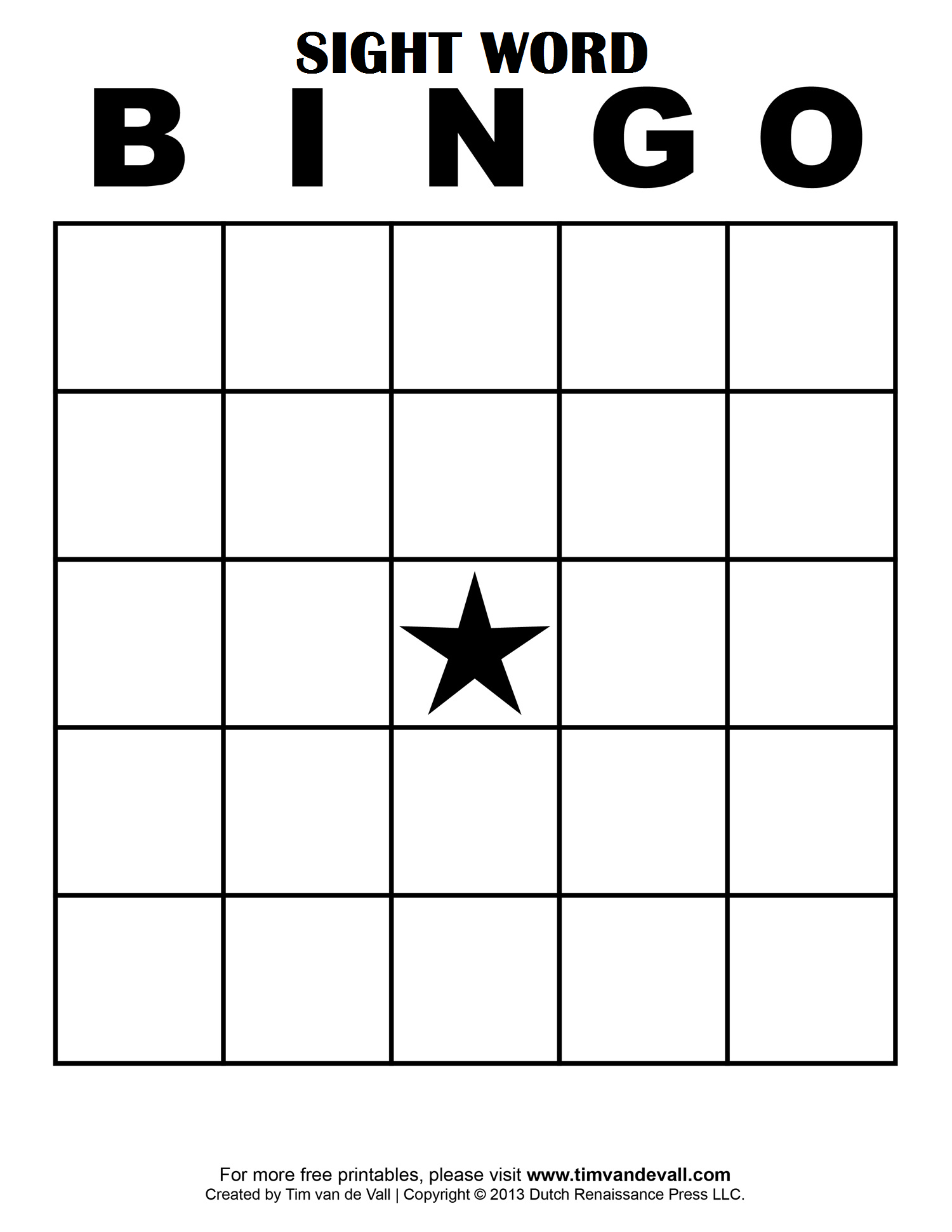 Sight Word Bingo … | Free Bingo Cards, Bingo Card Template Intended For Blank Bingo Card Template Microsoft Word