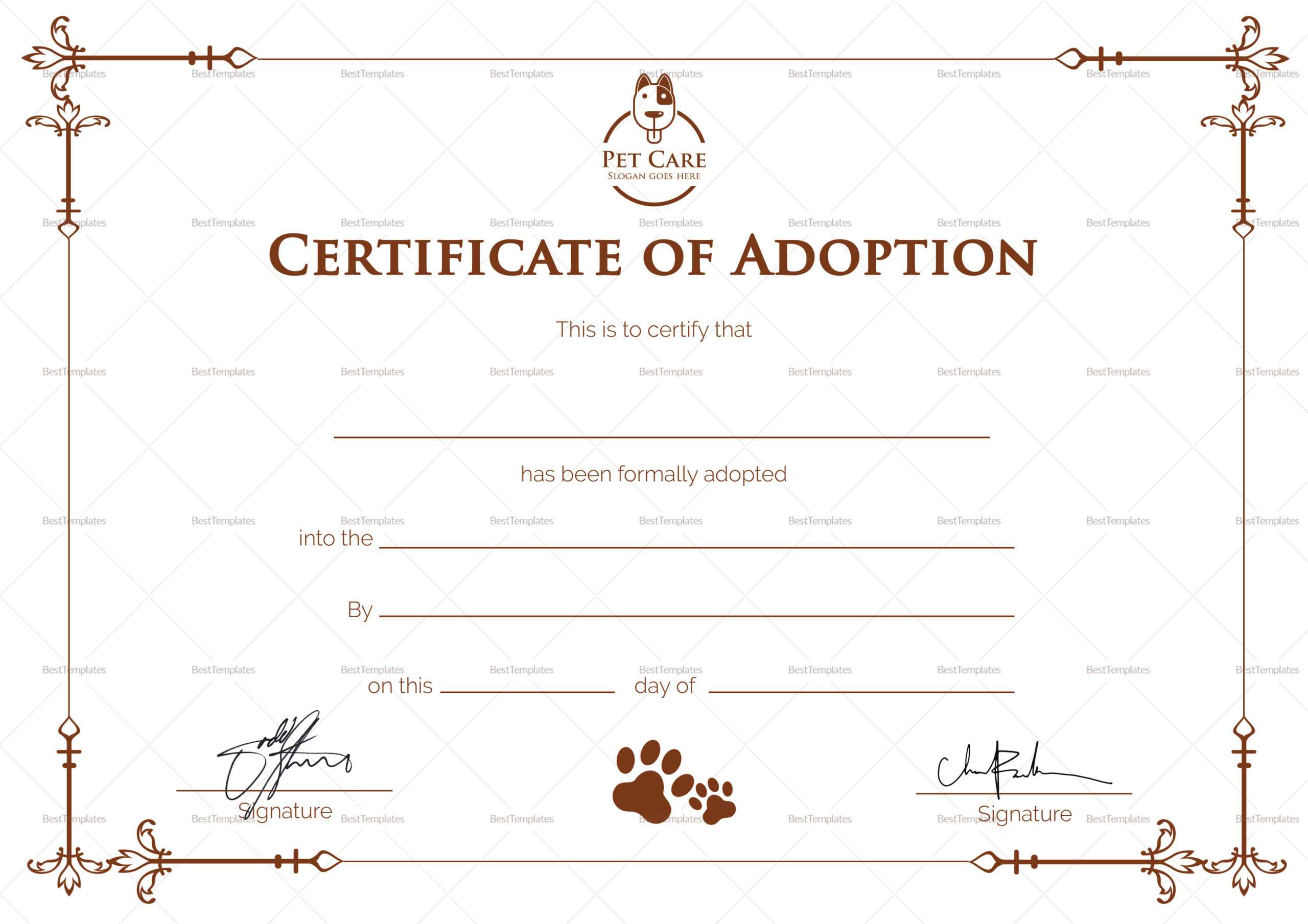 Simple Adoption Certificate Template Inside Adoption Certificate Template