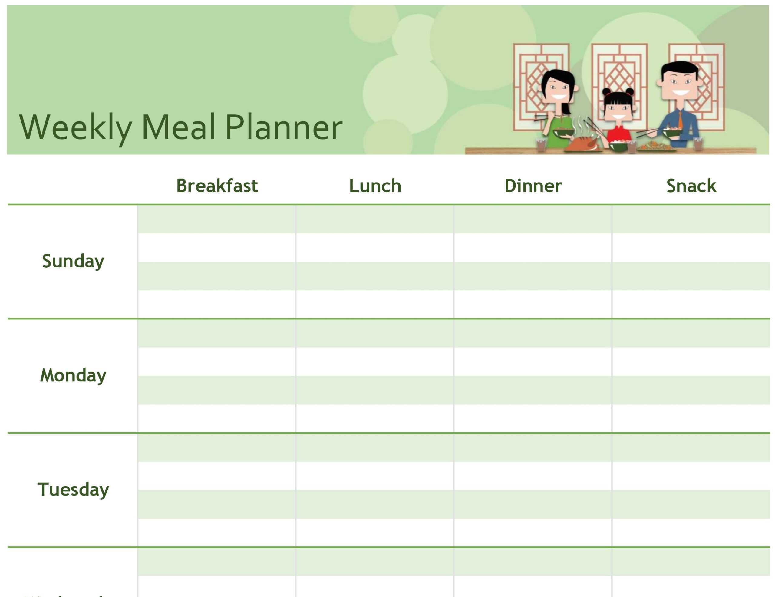 Simple Meal Planner For Blank Meal Plan Template