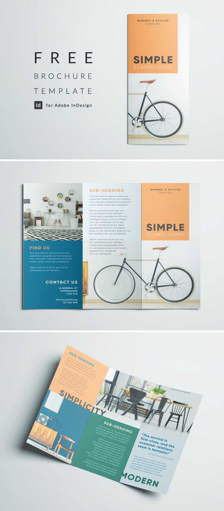 Simple Tri Fold Brochure | Free Indesign Template In Adobe Indesign Brochure Templates