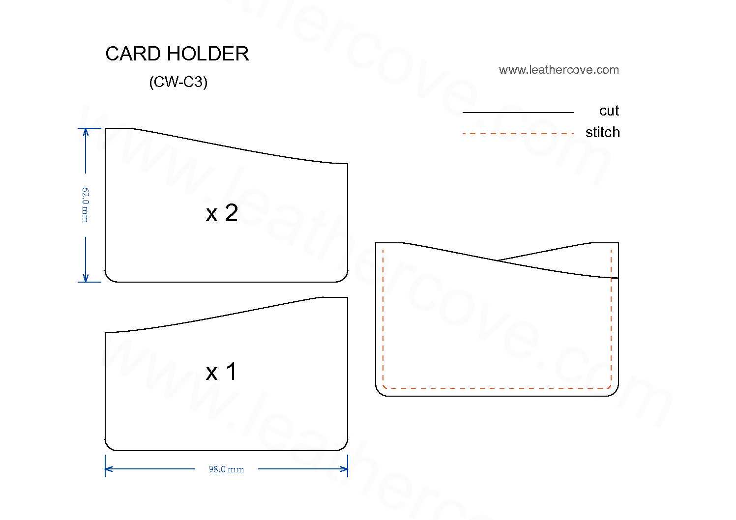 Slim Card Holder Pattern – Pdf – Leathercove In Card Stand Template