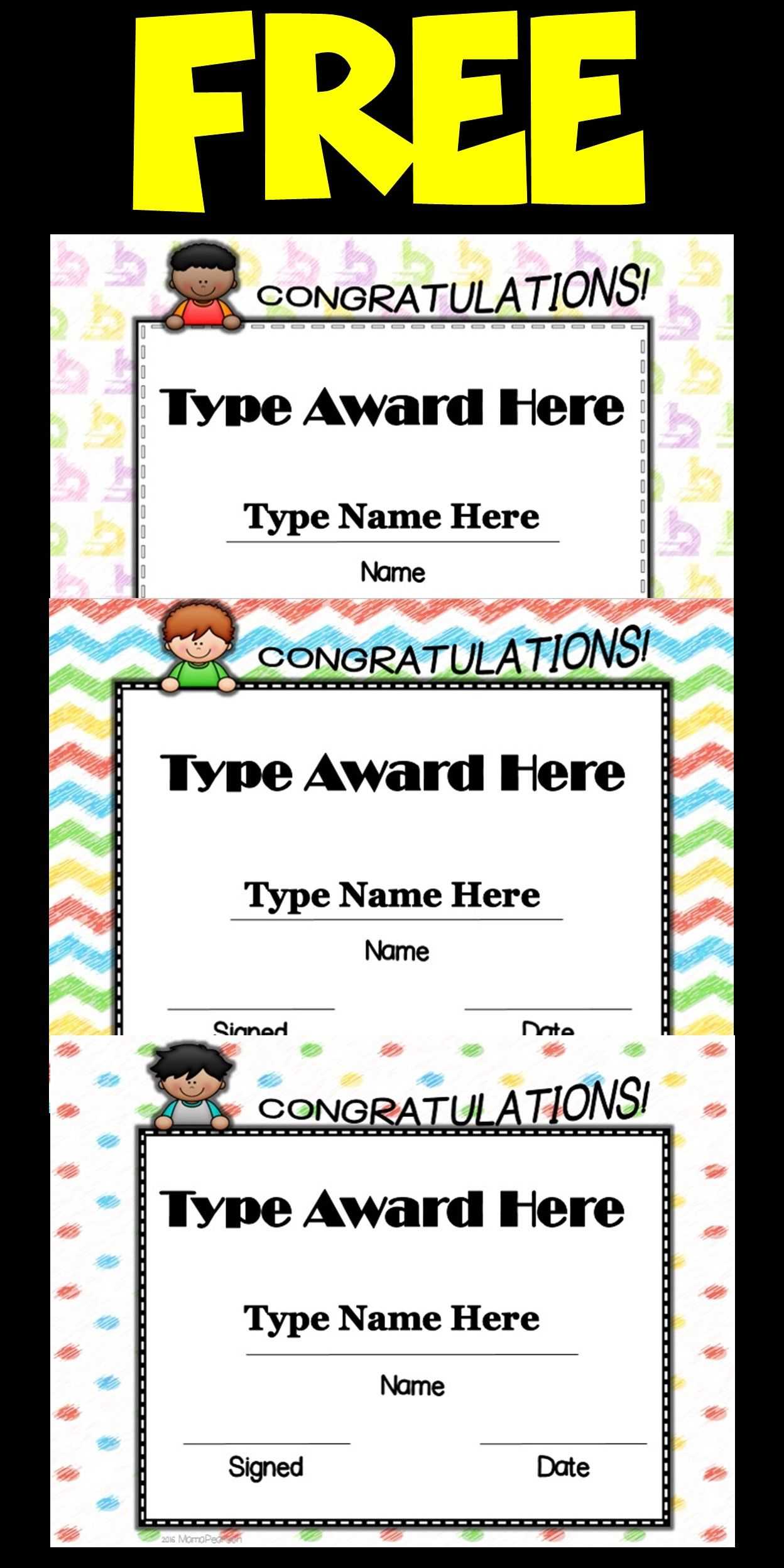 Small Kids End Of The Year Editable Awards | Award Template Inside Student Of The Year Award Certificate Templates