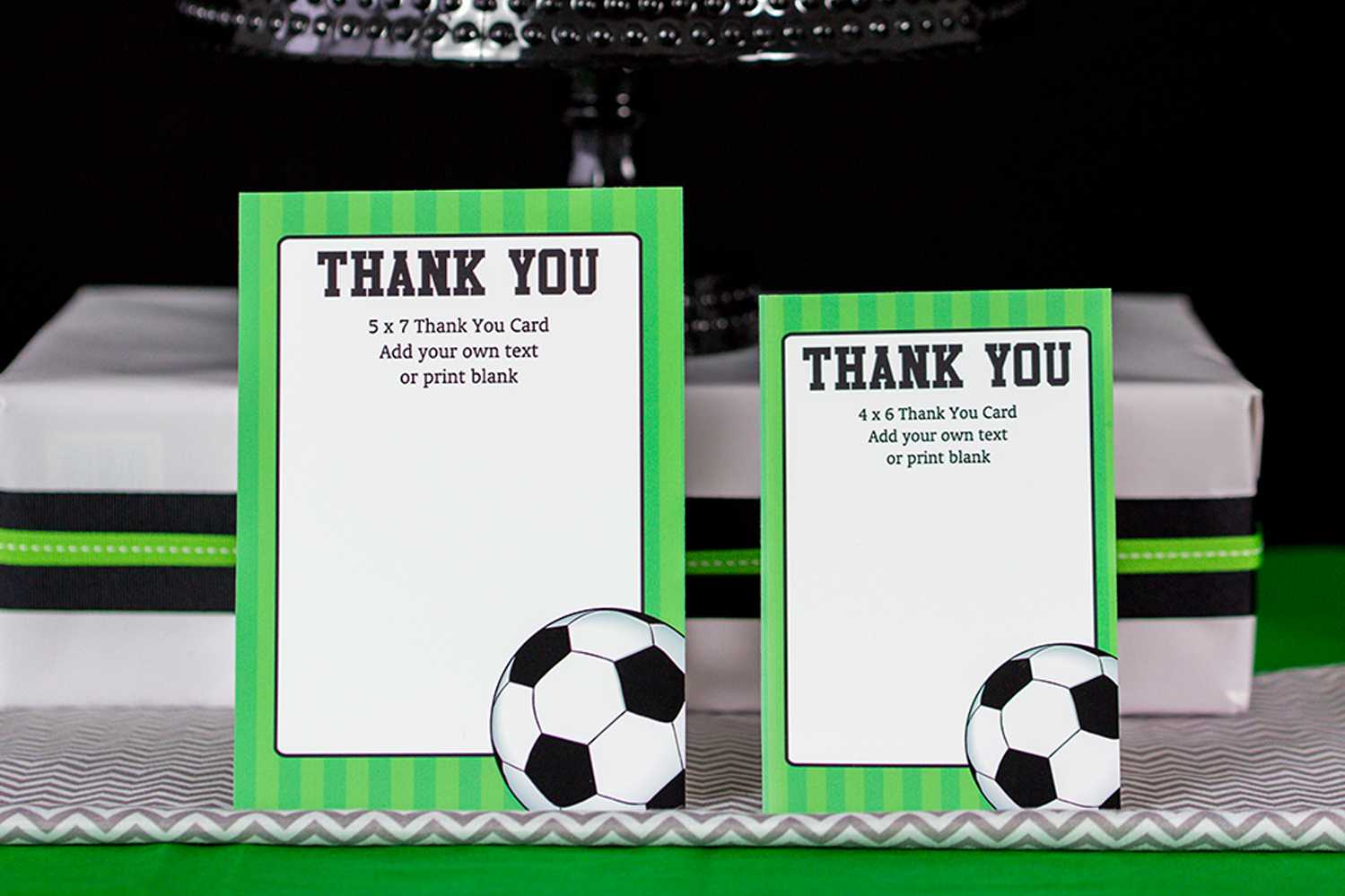 Soccer Party Decorations And Invitation Set – Printable Studio With Regard To Soccer Thank You Card Template